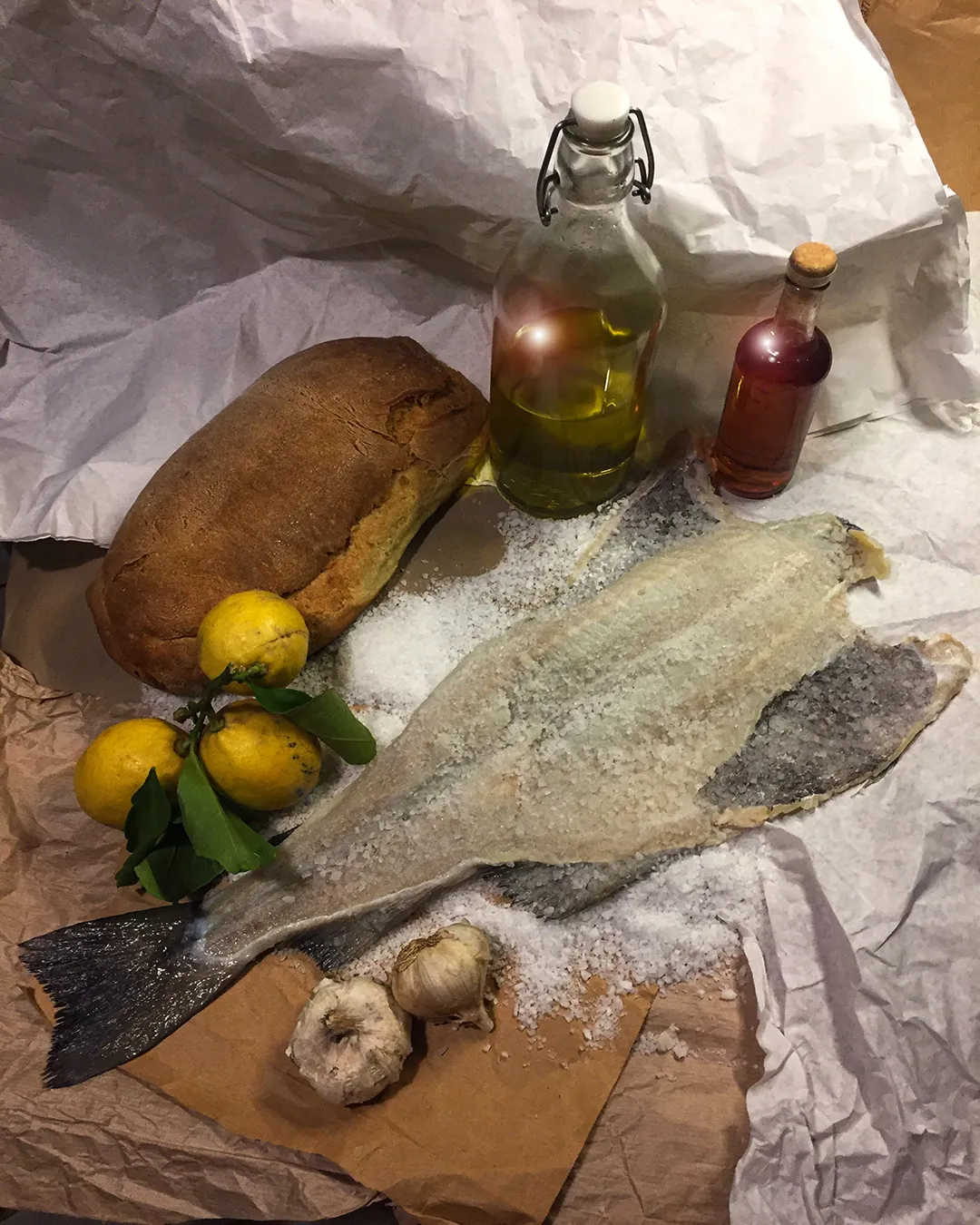 Salt-Cured Cod With Garlic Spread