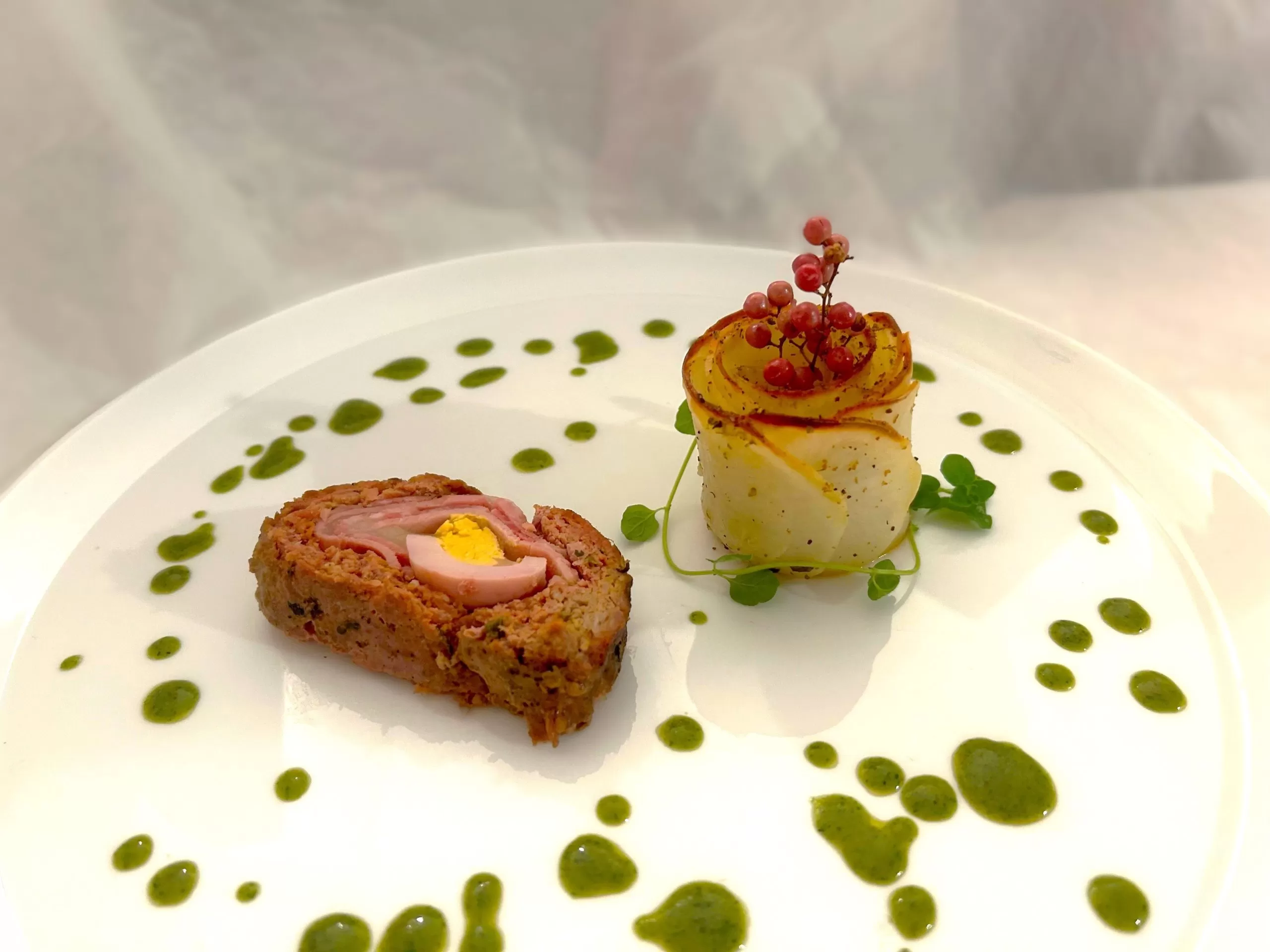 Mince Roll With Roasted Potato Rose