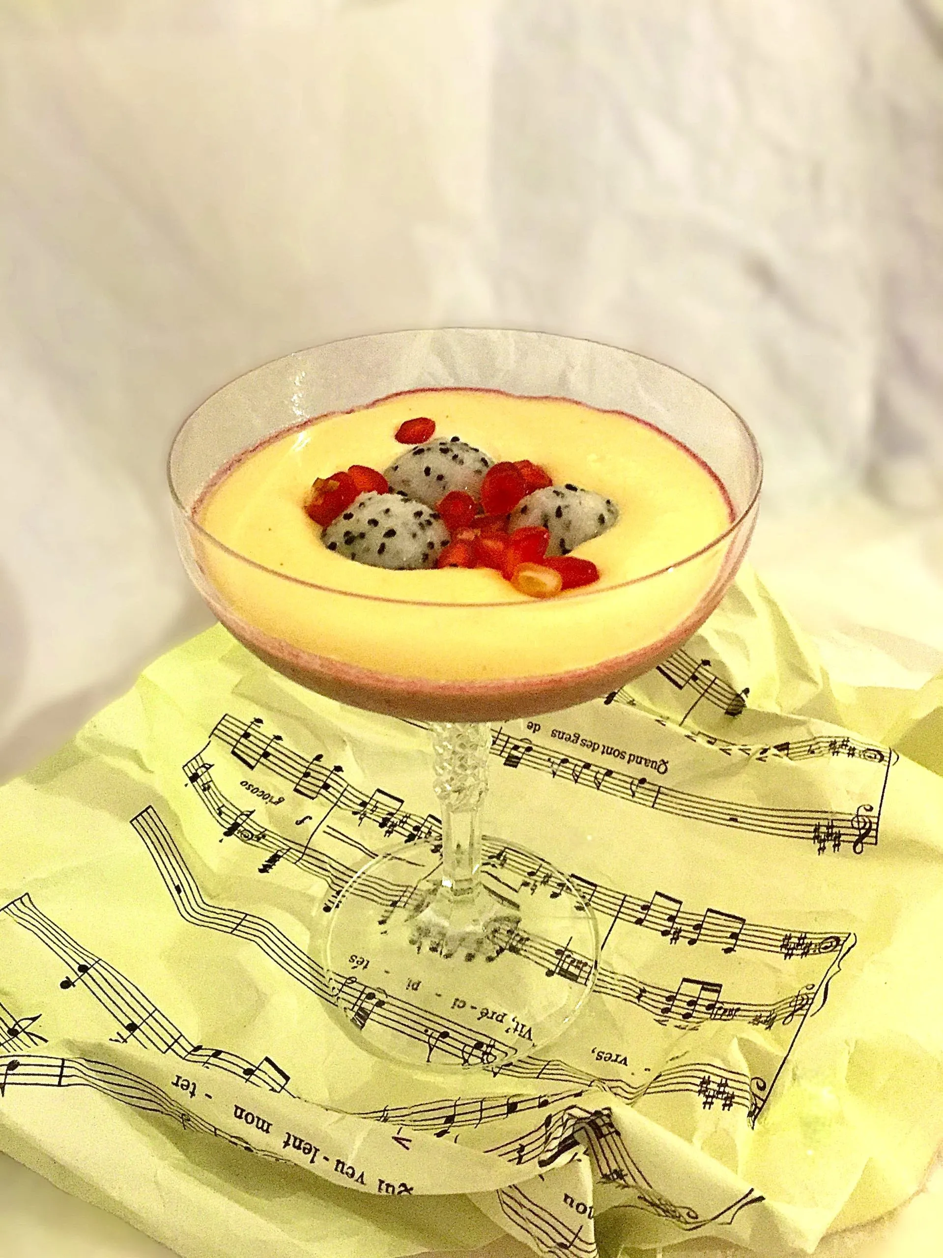 Vanilla Cream Dessert With Dragon Fruit