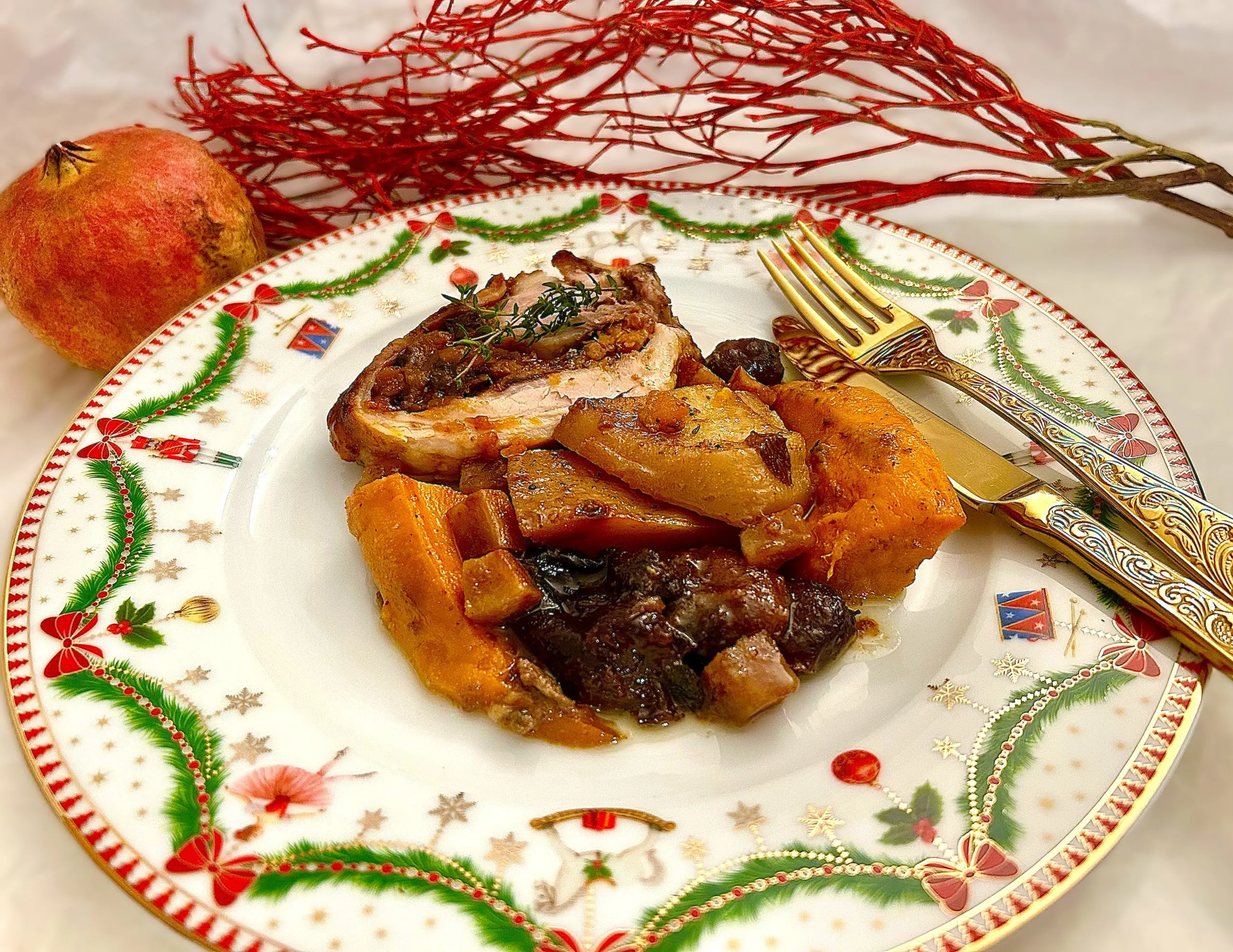 Pork Roulade Stuffed With Dried Fruits                                 and Chestnuts